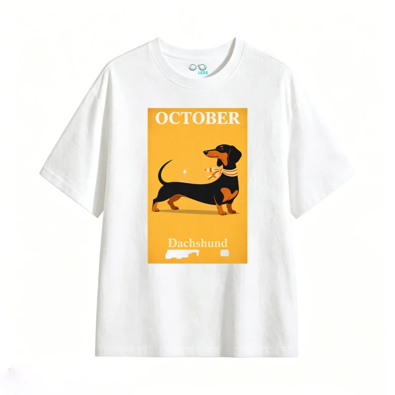 Remera Algodón Estampado Perro Salchicha Dachshund Premium