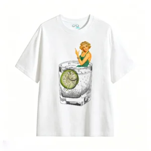 主图_2 Remera Algodón Estampada Retro Pin-up Cóctel Estilo Vintage