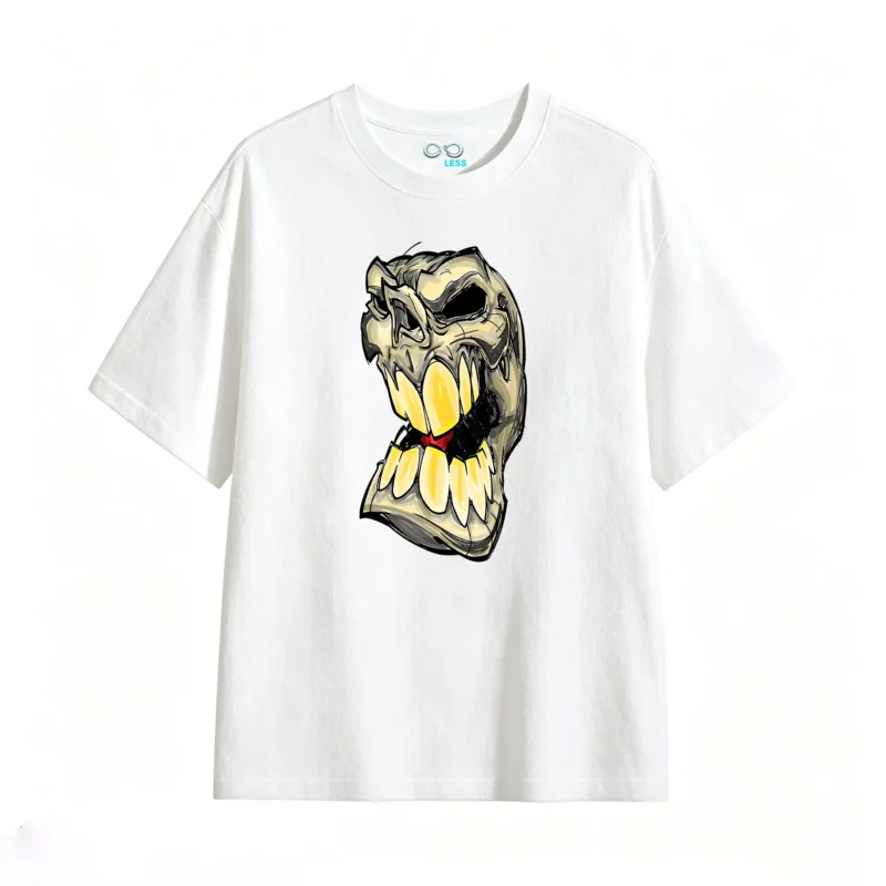 Remera Algodón Estampado Calavera Graffiti Urbano Premium