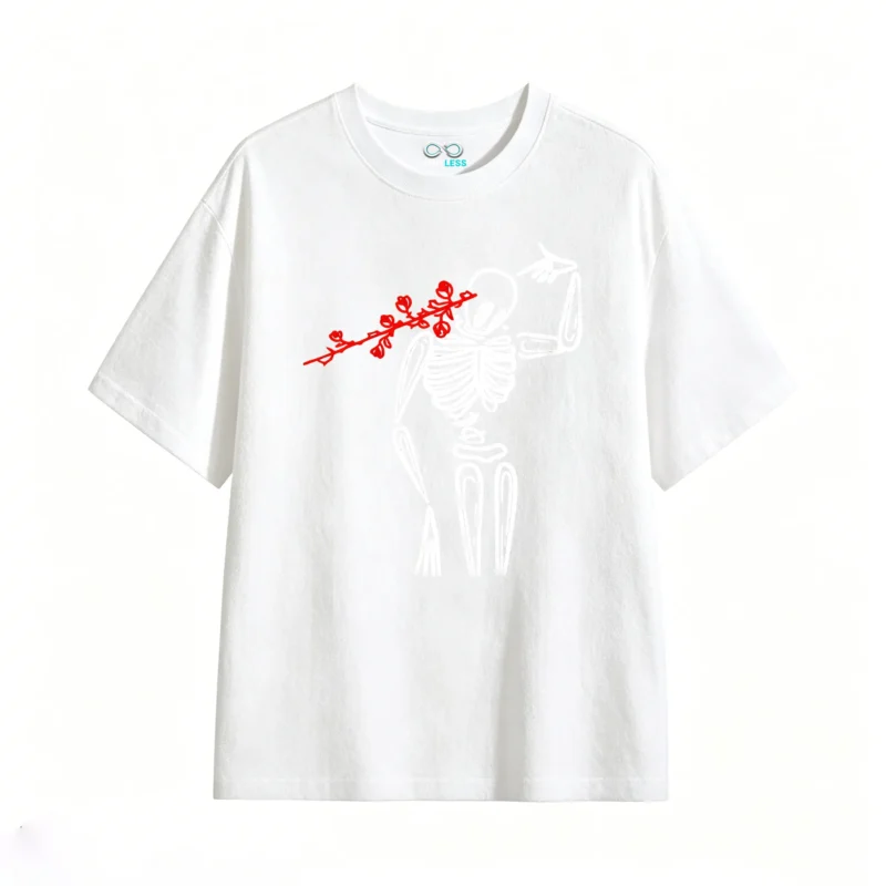 Remera Algodón Estampado Esqueleto Rosa Diseño Urbano Full