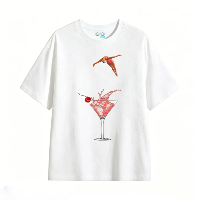 主图_2 Remera Algodón Estampada Cocktail Clavado Diseño Verano Top
