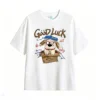 Remera Algodón Estampado Good Luck Perro Lector Casual Moda