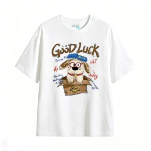 主图_2 Remera Algodón Estampado Good Luck Perro Lector Casual Moda