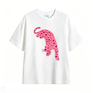 主图_2 Remera Algodón Estampado Leopardo Corazones Casual Premium