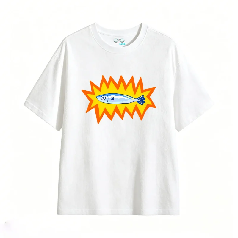 主图_2 Remera Algodón Estampado Pez Pop Art Diseño Urbano Premium