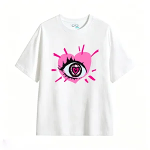 主图_2 Remera Algodón Estampado Corazón Ojo Artístico Urbano Moda