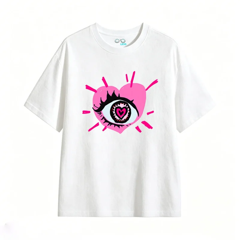 主图_2 Remera Algodón Estampado Corazón Ojo Artístico Urbano Moda