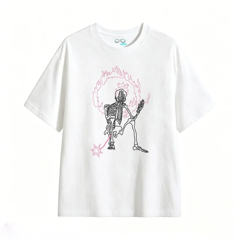 Remera Algodón Estampado Fuego Corona Diseño Urbano Oversize