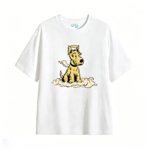 Remera Algodón Estampado Perro Angelito Diseño Vintage Premium