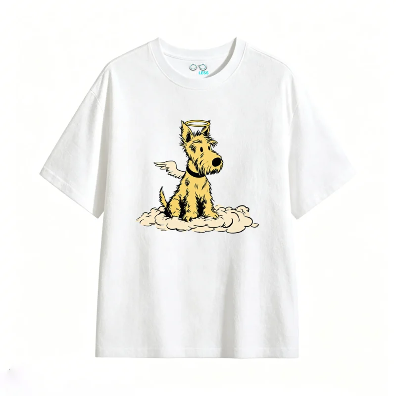 Remera Algodón Estampado Perro Angelito Diseño Vintage Premium