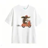 Remera Algodón Estampado Perro Moto Diseño Vintage Trendy
