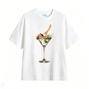 主图_2 Remera Algodón Estampado Retro Martini Diseño Vintage Premium