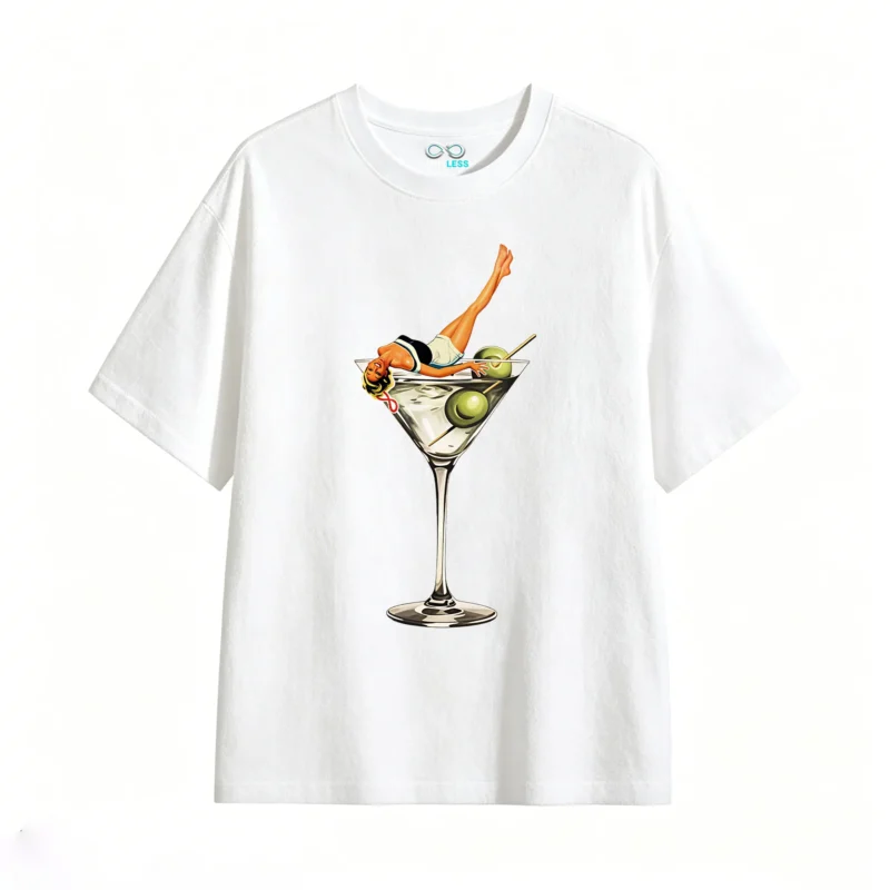 Remera Algodón Estampado Retro Martini Diseño Vintage Premium