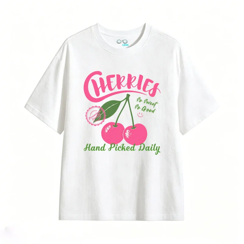Remera Algodón Estampada Cherries Diseño Trendy Premium