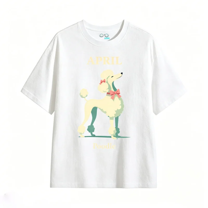 Remera Algodón Estampado Poodle Vintage Diseño Exclusivo