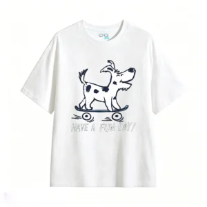 主图_2 Remera Algodón Estampada Perro Skater Diseño Urbano Casual