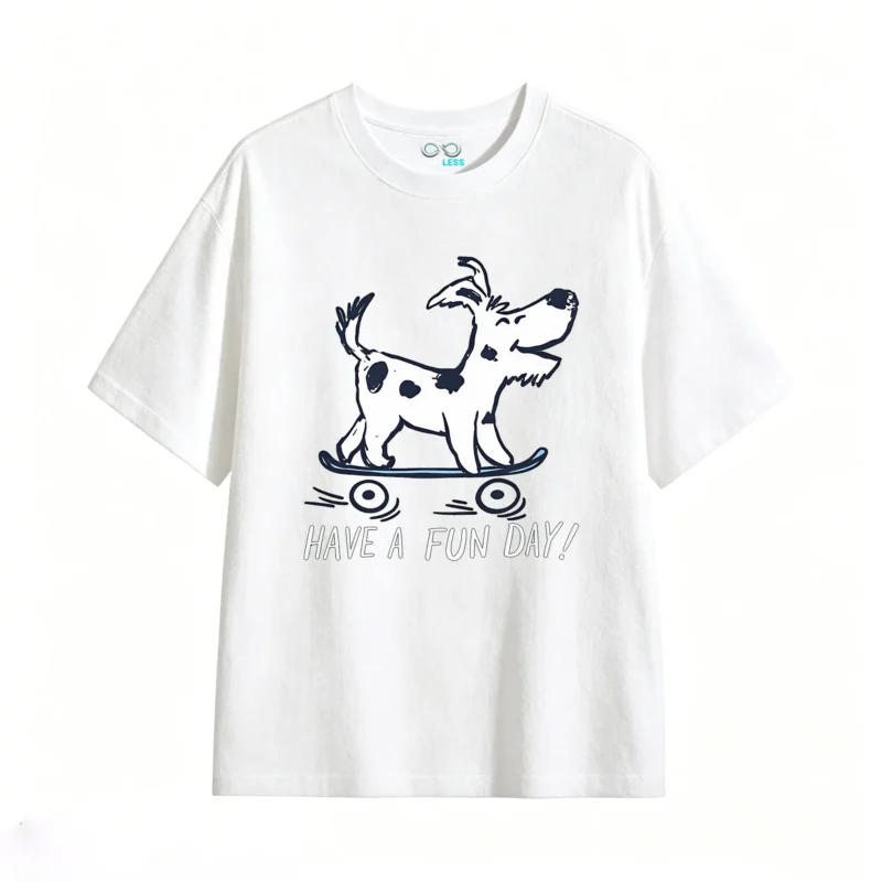 Remera Algodón Estampada Perro Skater Diseño Urbano Casual