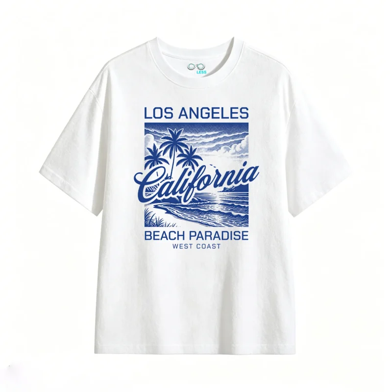 主图_2 Remera Algodón Estampada Los Angeles California Playa Oversize