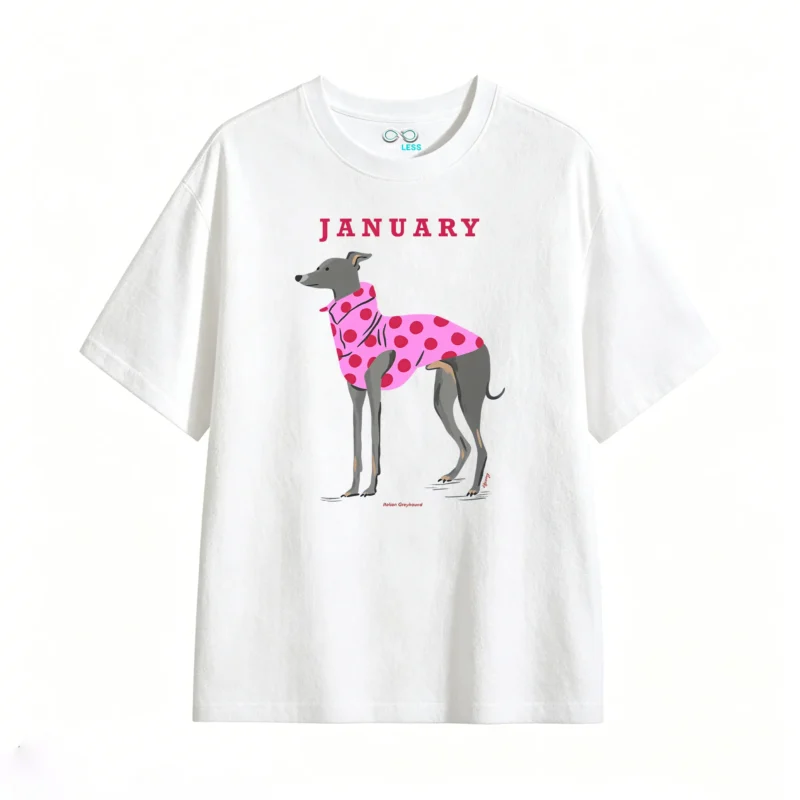 主图_2 Remera Algodón Estampa Galgo Lunares Casual Verano Premium