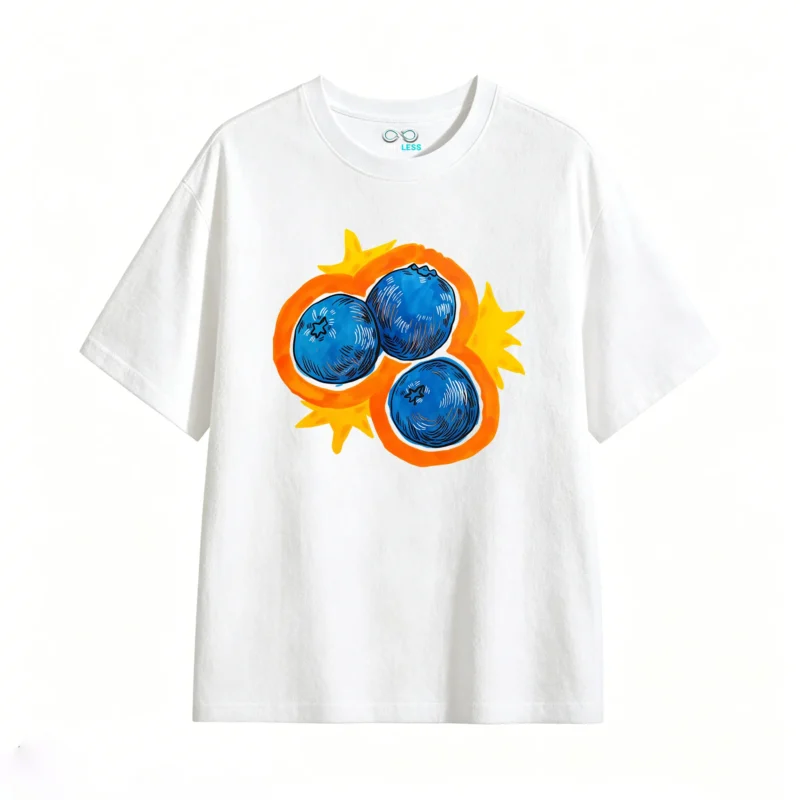 主图_2 Remera Algodón Estampado Arándanos Arte Pop Casual Verano