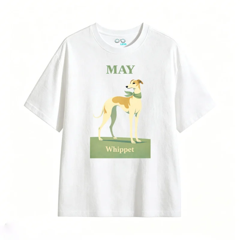 Remera Algodón Estampada Whippet Diseño Mascotas Casual Premium