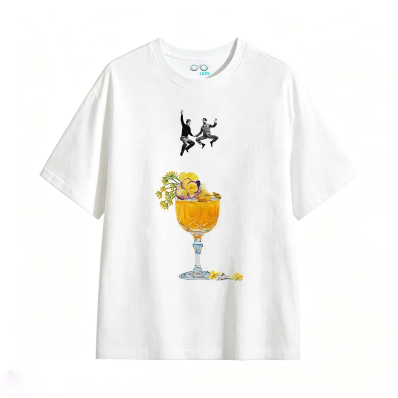 Remera Algodón Estampado Cóctel Flores Diseño Artístico Cool
