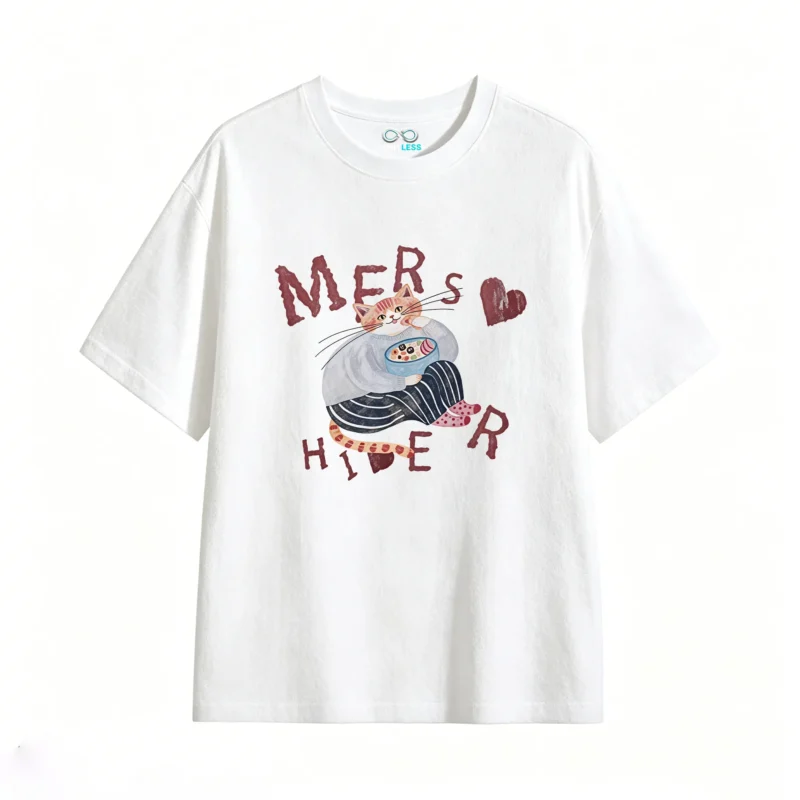 主图_2 Remera Algodón Estampada Gato Kawaii Diseño Oversize Premium