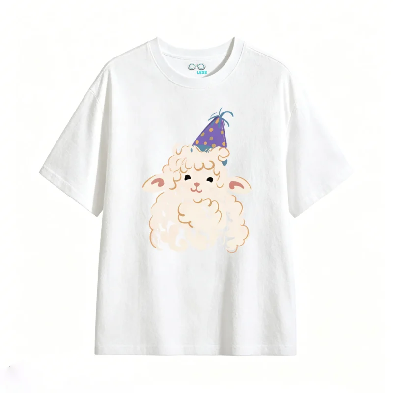 Remera Algodón Estampado Cordero Fiesta Diseño Kawaii