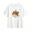 主图_2 Remera Algodón Estampado Gato Mago Lentes Kawaii Oversize