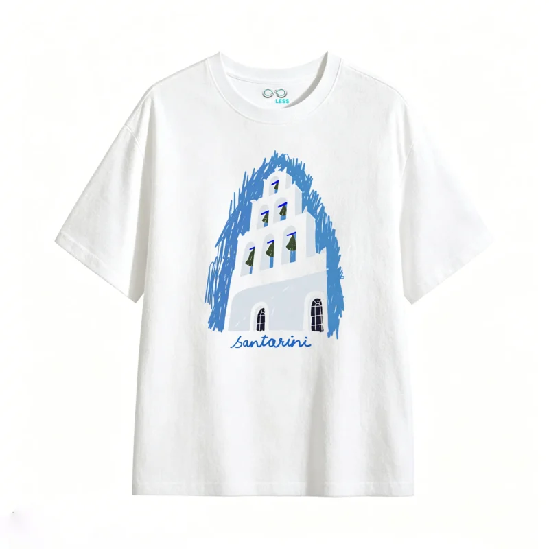 Remera Algodón Estampado Santorini Diseño Clásico Premium