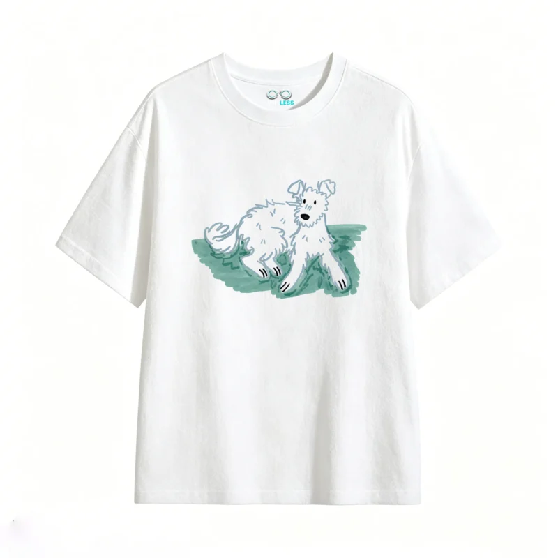 主图_2 Remera Algodón Estampado Perro Diseño Artístico Casual