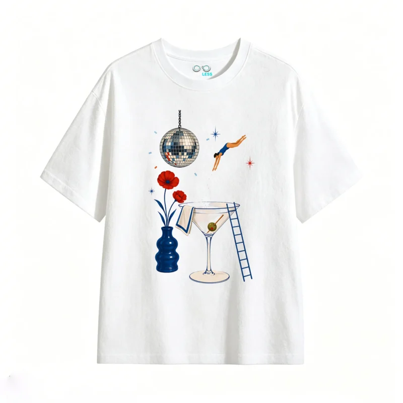 Remera Algodón Estampa Martini Disco Retro Vintage Premium