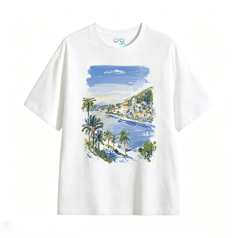 主图_2 Remera Algodón Estampado Paisaje Costa Verano Premium