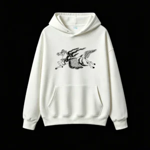 主图_2 Buzo con Capucha Algodón Estampado Caballo Fuego Diseño Oversize