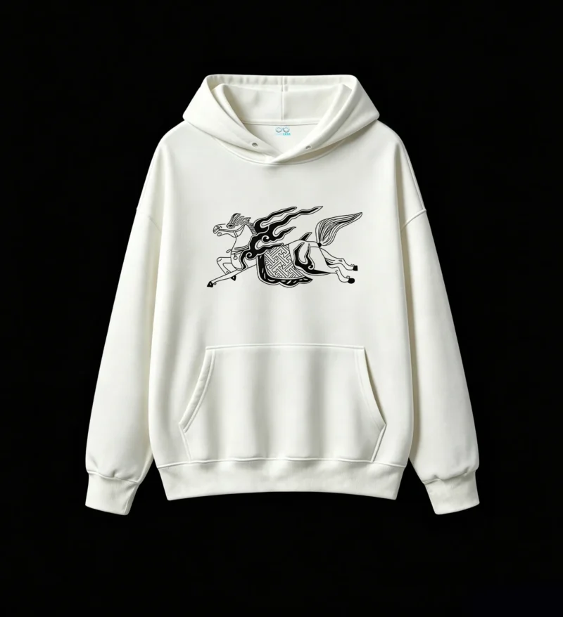 主图_2 Buzo con Capucha Algodón Estampado Caballo Fuego Diseño Oversize