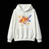 Buzo con Capucha Algodón Estampado Pez Dorado Estilo Artístico Casual