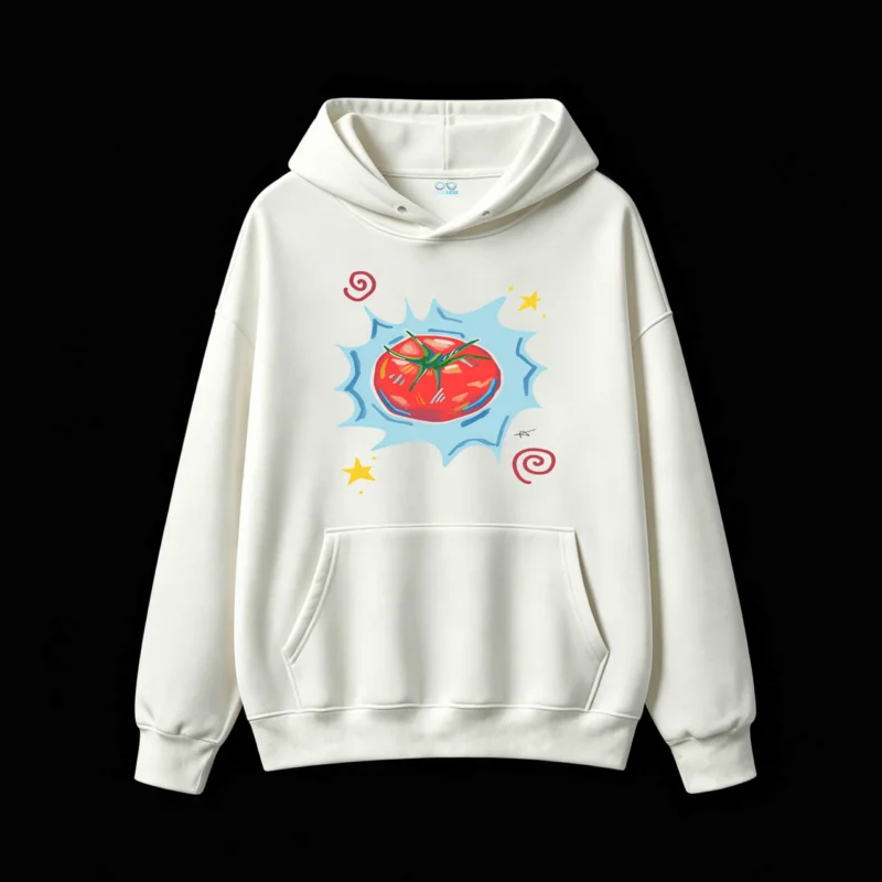 Buzo con Capucha Algodón Estampado Tomate Diseño Pop Art Casual 1104