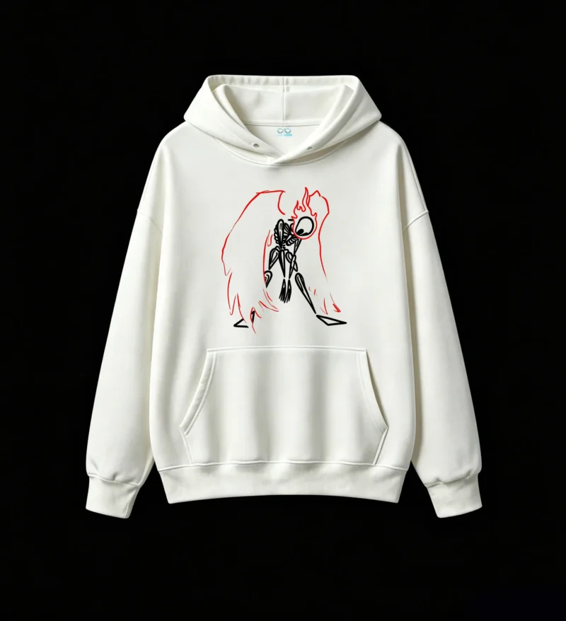 主图_2 Buzo con Capucha Algodón Estampado Alas Fuego Estilo Urbano Oversize