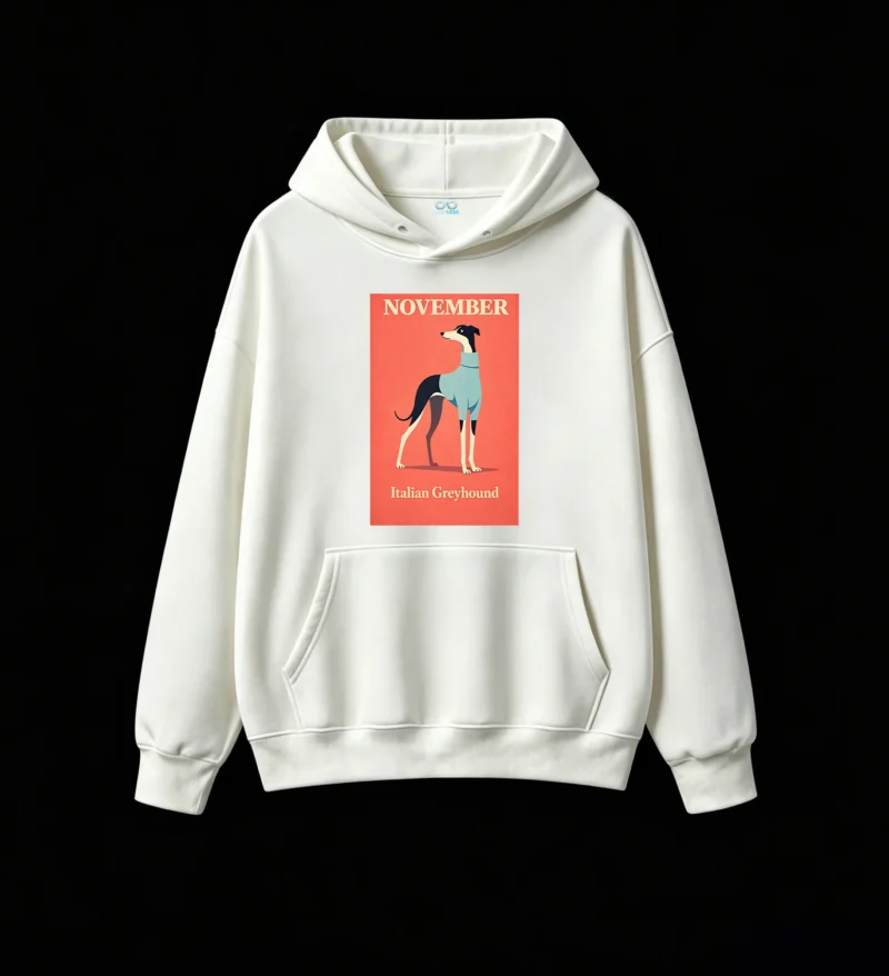 主图_2 Buzo con Capucha Algodón Estampado Galgo Italiano Diseño Exclusivo