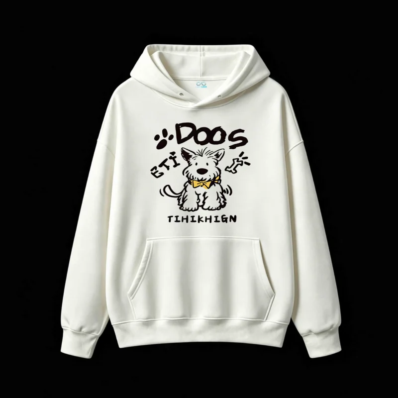 Buzo con Capucha Algodón Estampado Perro Lazo Diseño Urbano Premium
