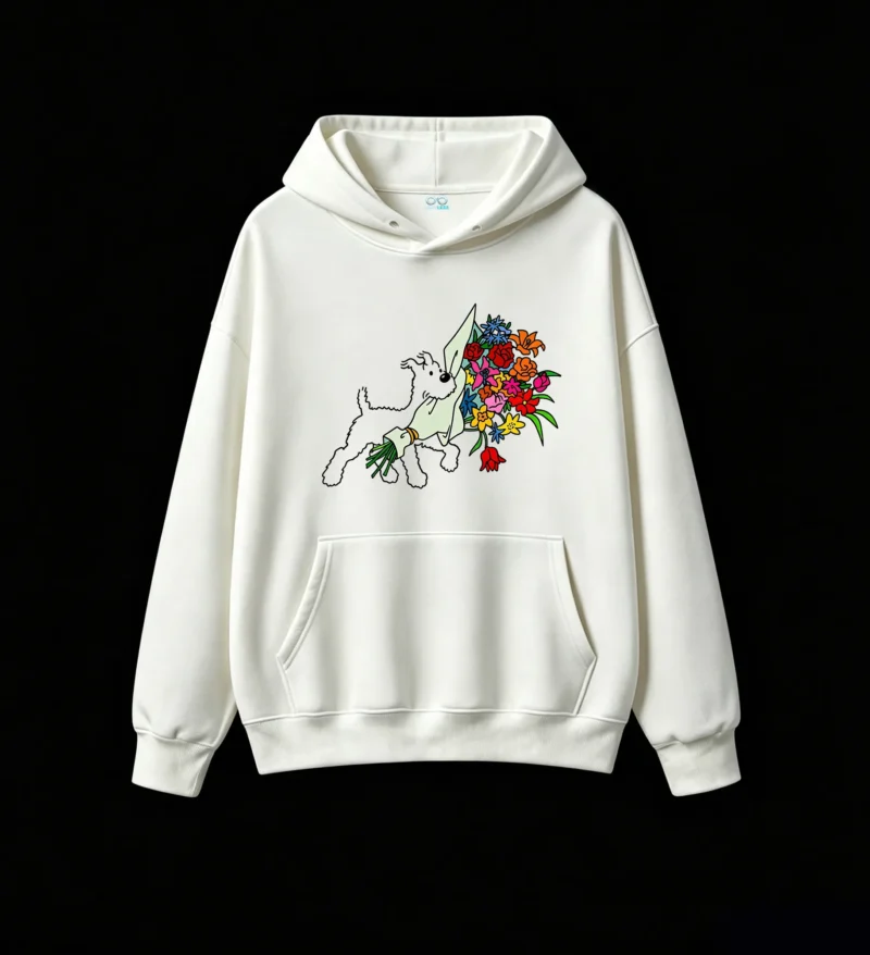 Buzo con Capucha Algodón Estampado Ramo Flores Diseño Premium Casual