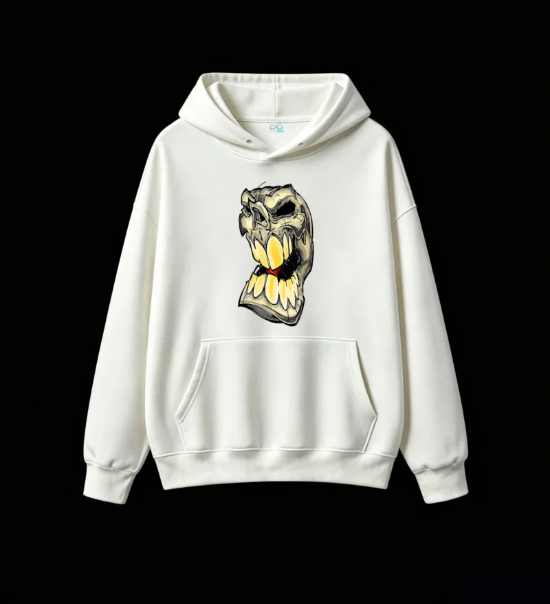 主图_2 Buzo con Capucha Algodón Estampado Calavera Graffiti Urbano Premium