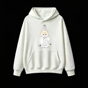 主图_2 Buzo con Capucha Algodón Estampado Gato Kawaii Diseño Oversize Premium