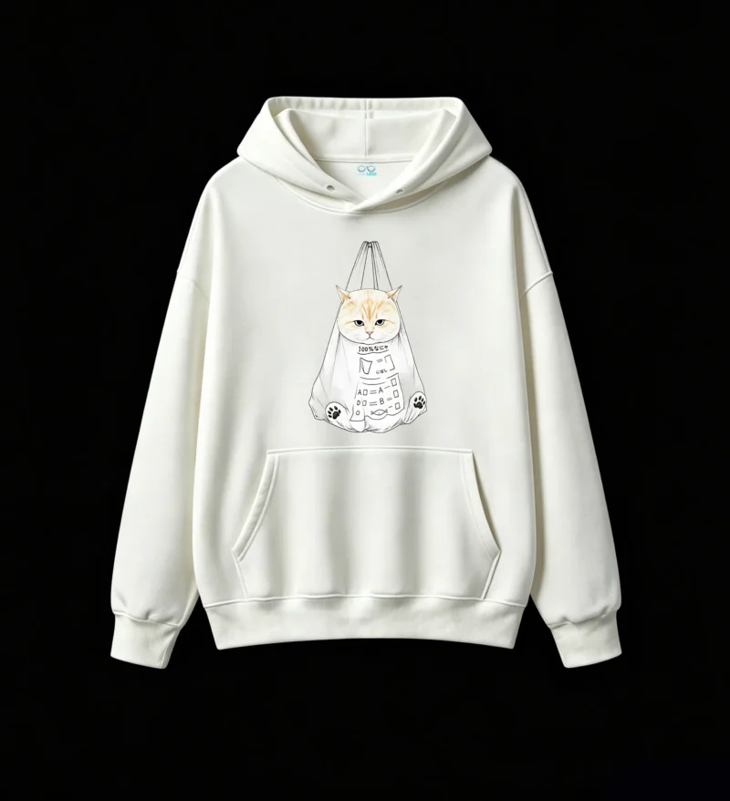 主图_2 Buzo con Capucha Algodón Estampado Gato Kawaii Diseño Oversize Premium