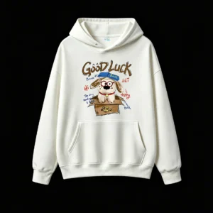 主图_2 Buzo con Capucha Algodón Estampado Good Luck Perro Lector Casual Moda