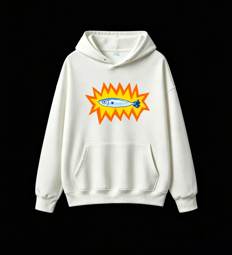 主图_2 Buzo con Capucha Algodón Estampado Pez Pop Art Diseño Urbano Premium
