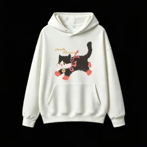 主图_2 Buzo con Capucha Algodón Estampado Gato Miwa Diseño Kawaii Casual