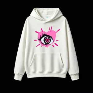 Buzo con Capucha Algodón Estampado Corazón Ojo Artístico Urbano Moda