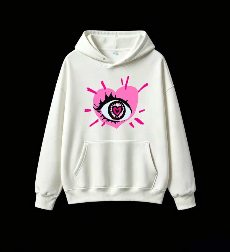 主图_2 Buzo con Capucha Algodón Estampado Corazón Ojo Artístico Urbano Moda