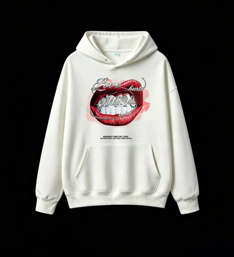主图_2 Buzo con Capucha Algodón Estampado Love Hurts Estilo Urbano Premium